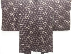 アンティーク　縮緬　立涌に草葉模様長羽織